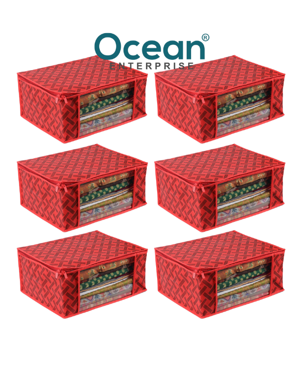 Floral Saree Storage Bags (Pack of 6) RED