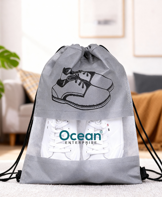 Shoe bag with drawstring